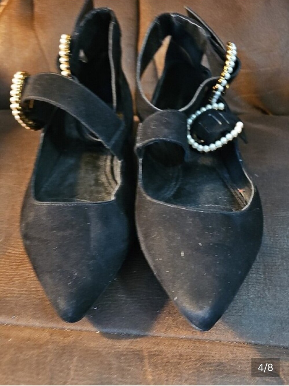 Eloquii Black Pointed Wedge Mary Jane with Beaded Buckles